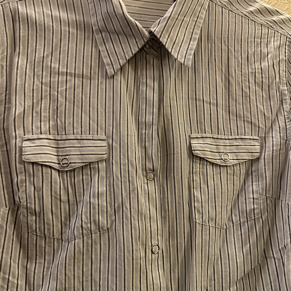 Striped Gray and Blue Women’s Shirt